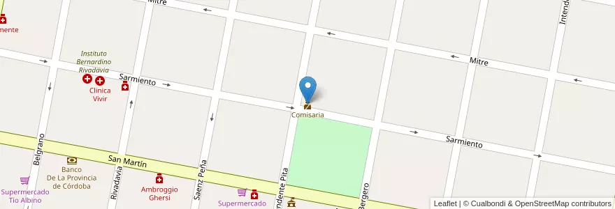 Mapa de ubicacion de Comisaria en Arjantin, Córdoba, Departamento San Justo, Pedanía Libertad, Municipio De Porteña.