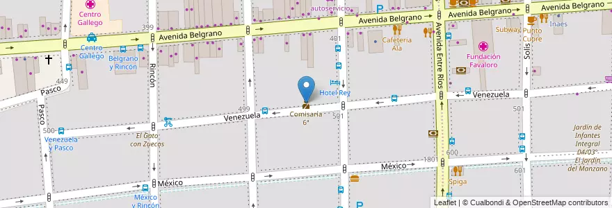 Mapa de ubicacion de Comisaría 6ª, Balvanera en Arjantin, Ciudad Autónoma De Buenos Aires, Comuna 3, Buenos Aires.