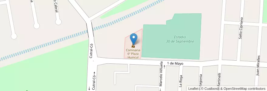 Mapa de ubicacion de Comisaria 6ª Plaza Huincul en Аргентина, Чили, Неукен, Departamento Confluencia, Municipio De Plaza Huincul, Plaza Huincul.
