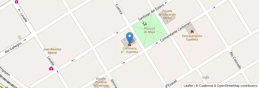 Mapa de ubicacion de Comisaría 6º - Ezpeleta en Arjantin, Buenos Aires, Partido De Quilmes, Ezpeleta.