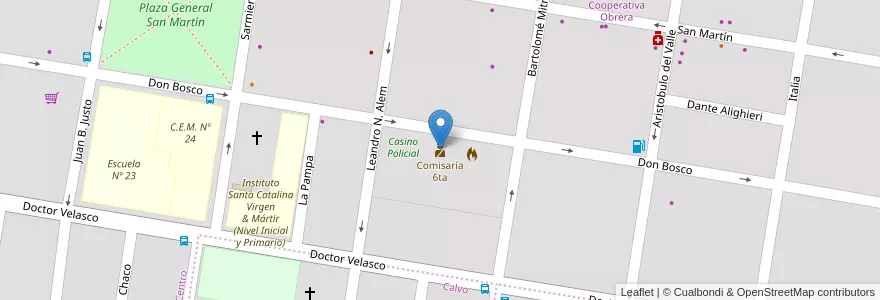 Mapa de ubicacion de Comisaría 6ta en アルゼンチン, チリ, リオネグロ州, Municipio De Allen, Departamento General Roca.