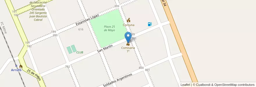 Mapa de ubicacion de Comisaría 7º en Аргентина, Санта-Фе, Departamento San Cristóbal, Municipio De Arrufó.