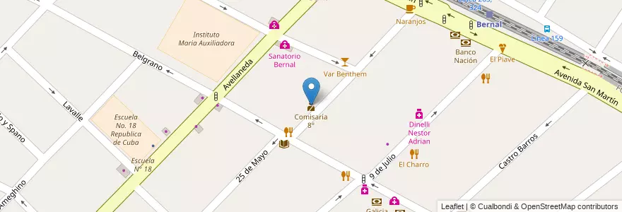Mapa de ubicacion de Comisaría 8° en Argentina, Buenos Aires, Partido De Quilmes, Bernal.