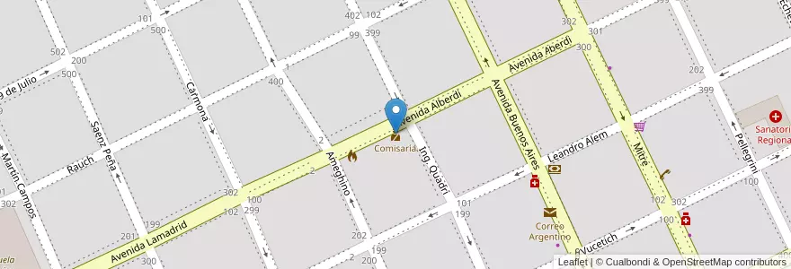 Mapa de ubicacion de Comisaría en Argentina, Buenos Aires, Partido De Dolores, Dolores.