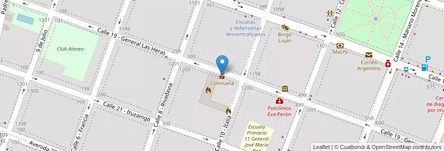 Mapa de ubicacion de Comisaría en Argentina, Provincia Di Buenos Aires, Partido De Luján.