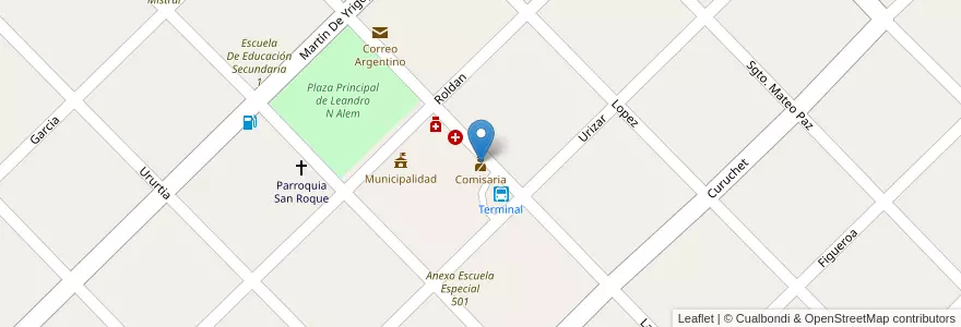 Mapa de ubicacion de Comisaria en 阿根廷, 布宜诺斯艾利斯省, Partido De Leandro N. Alem.