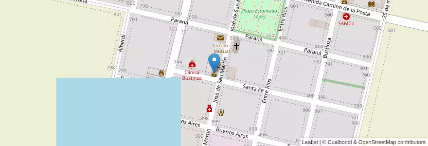 Mapa de ubicacion de Comisaría 8ª en Argentina, Santa Fe, Departamento Iriondo, Municipio De Bustinza, Bustinza.