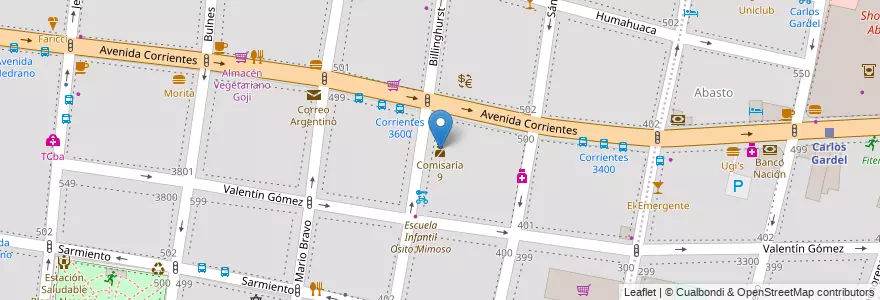 Mapa de ubicacion de Comisaría 9, Almagro en الأرجنتين, Ciudad Autónoma De Buenos Aires, Comuna 5, Buenos Aires.