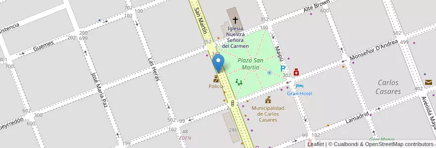 Mapa de ubicacion de comisaría en アルゼンチン, ブエノスアイレス州, Partido De Carlos Casares, Carlos Casares.