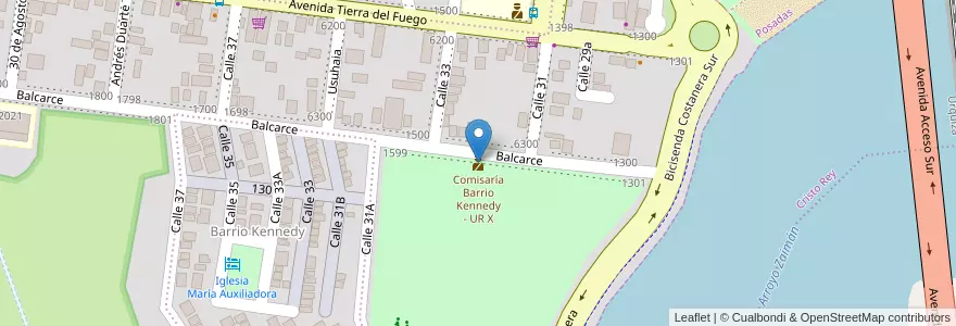 Mapa de ubicacion de Comisaría Barrio Kennedy - UR X en Argentina, Misiones, Departamento Capital, Municipio De Posadas.