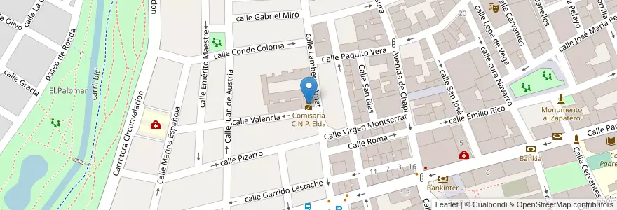 Mapa de ubicacion de Comisaría C.N.P. Elda en Spanien, Valencianische Gemeinschaft, Alicante, El Vinalopó Mitjà / El Vinalopó Medio, Elda.