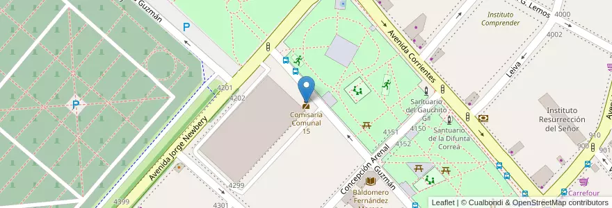 Mapa de ubicacion de Comisaría Comunal 15, Chacarita en آرژانتین, Ciudad Autónoma De Buenos Aires, Buenos Aires, Comuna 15.