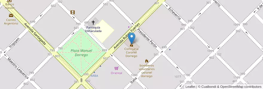 Mapa de ubicacion de Comisaría Coronel Dorrego en 아르헨티나, 부에노스아이레스주, Partido De Coronel Dorrego, Coronel Dorrego.