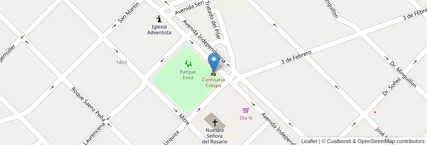 Mapa de ubicacion de Comisaria Crespo en 아르헨티나, 엔트레리오스주, Departamento Paraná, Distrito Espinillo, Crespo.