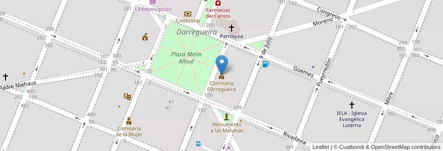 Mapa de ubicacion de Comisaría Darregueira en 阿根廷, 布宜诺斯艾利斯省, Partido De Puan, Darregueira.
