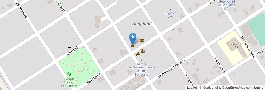 Mapa de ubicacion de Comisaría de Bonpland - UR VI en 아르헨티나, Misiones, Departamento Candelaria, Municipio De Bonpland, Bonpland.