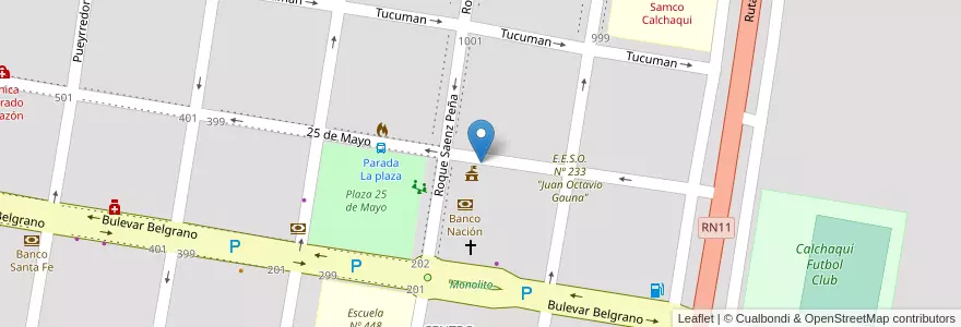 Mapa de ubicacion de Comisaría de Calchaqui en Argentinien, Santa Fe, Departamento Vera, Municipio De Calchaquí.
