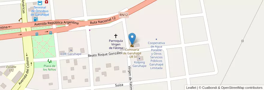 Mapa de ubicacion de Comisaría de Garuhapé - UR IV en アルゼンチン, ミシオネス州, Departamento Libertador General San Martín, Municipio De Garuhapé.