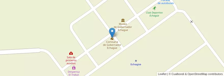 Mapa de ubicacion de Comisaria de Gobernador Echagüe en Argentina, Entre Ríos, Departamento Tala, Distrito Pueblo Segundo.