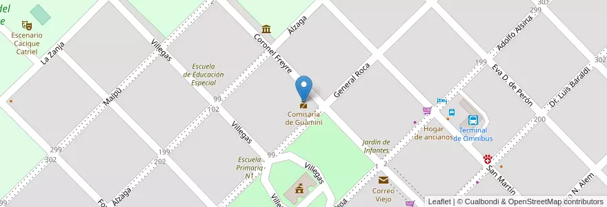 Mapa de ubicacion de Comisaría de Guaminí en Argentina, Buenos Aires, Partido De Guaminí, Guaminí.