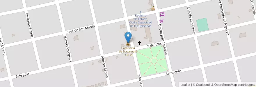 Mapa de ubicacion de Comisaría de Itacaruaré - UR VI en Argentina, Misiones, Departamento San Javier, Municipio De Itacaruaré, Itacaruaré.