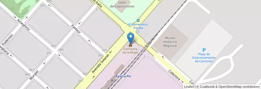 Mapa de ubicacion de Comisaría de la Mujer en Argentine, Province De Buenos Aires, Partido De Ayacucho, Ayacucho.