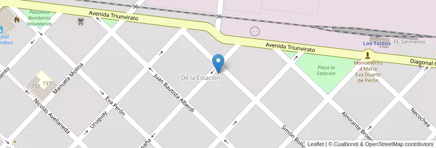 Mapa de ubicacion de Comisaria de la Mujer en アルゼンチン, ブエノスアイレス州, Partido De General Viamonte, Los Toldos.
