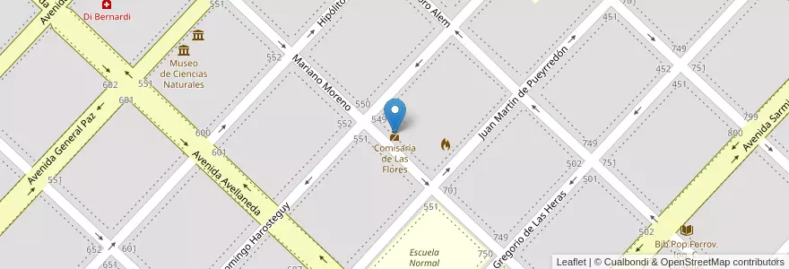 Mapa de ubicacion de Comisaría de Las Flores en Arjantin, Buenos Aires, Partido De Las Flores, Las Flores.