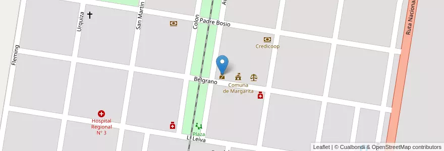 Mapa de ubicacion de Comisaria de Margarita en الأرجنتين, سانتا في, Departamento Vera, Municipio De Margarita.