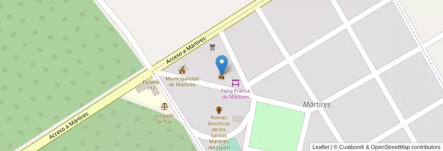 Mapa de ubicacion de Comisaría de Mártires - UR II en 阿根廷, Misiones, Departamento Candelaria, Municipio De Mártires, Mártires.