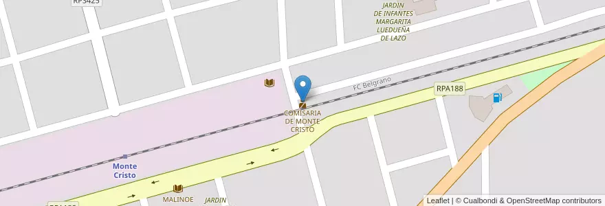 Mapa de ubicacion de COMISARIA DE MONTE CRISTO en Argentine, Córdoba, Municipio De Monte Cristo, Departamento Colón, Pedanía Constitución, Monte Cristo.