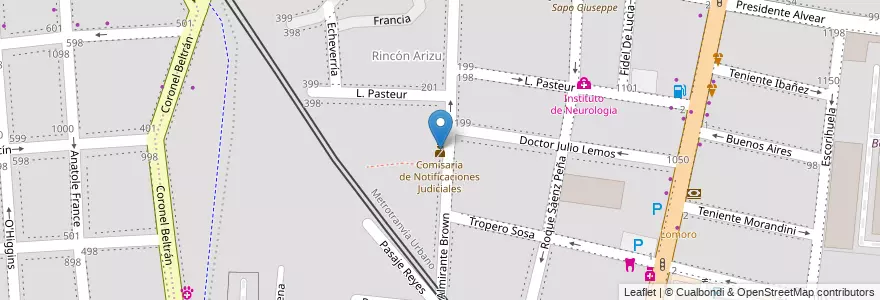 Mapa de ubicacion de Comisaría de Notificaciones Judiciales en Argentina, Chile, Mendoza, Godoy Cruz, Departamento Godoy Cruz, Distrito Ciudad De Godoy Cruz.