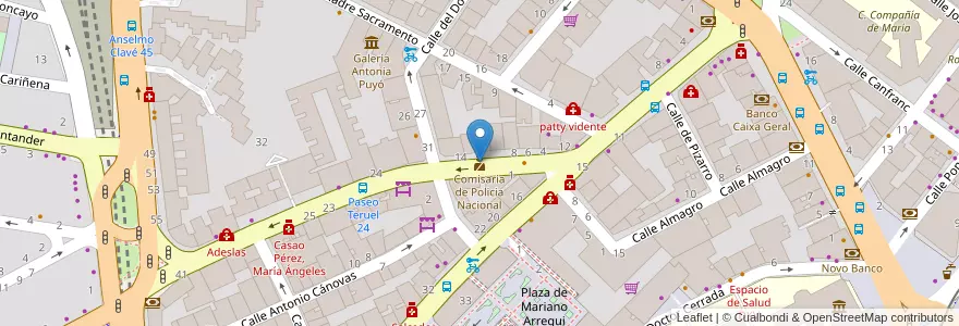 Mapa de ubicacion de Comisaria de Policia Nacional en Espanha, Aragão, Saragoça, Zaragoza, Saragoça.