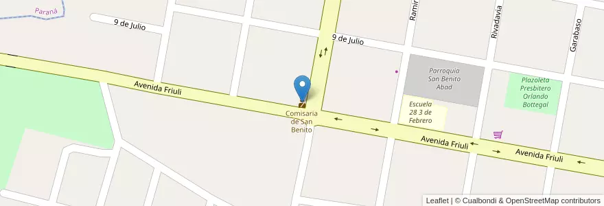 Mapa de ubicacion de Comisaria de San Benito en アルゼンチン, エントレ・リオス州, Departamento Paraná, Distrito Sauce, San Benito.