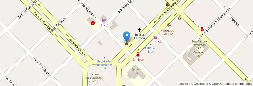 Mapa de ubicacion de Comisaría de San José- UR VII en الأرجنتين, Misiones, Departamento Apóstoles, Municipio De San José.