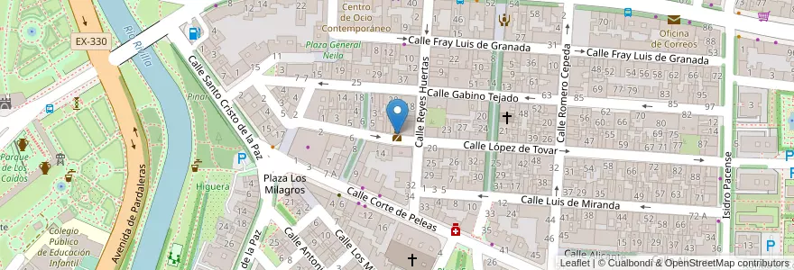Mapa de ubicacion de Comisaría de San Roque en 스페인, Extremadura, 바다호스, Tierra De Badajoz, 바다호스.