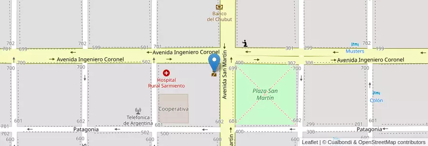 Mapa de ubicacion de Comisaría de Sarmiento en Argentina, Chile, Chubut, Departamento Sarmiento, Sarmiento.