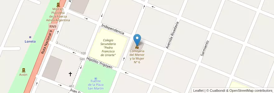 Mapa de ubicacion de Comisaría del Menor y la Mujer N° 6 en アルゼンチン, サンティアゴ・デル・エステロ州, Departamento Loreto, Loreto.