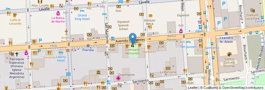 Mapa de ubicacion de Comisaría del turista, San Nicolas en アルゼンチン, Ciudad Autónoma De Buenos Aires, Comuna 1, ブエノスアイレス.