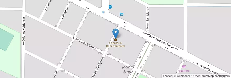 Mapa de ubicacion de Comisaría Departamental en アルゼンチン, ラ・パンパ州, Municipio De Jacinto Aráuz, Departamento Hucal, Jacinto Arauz.