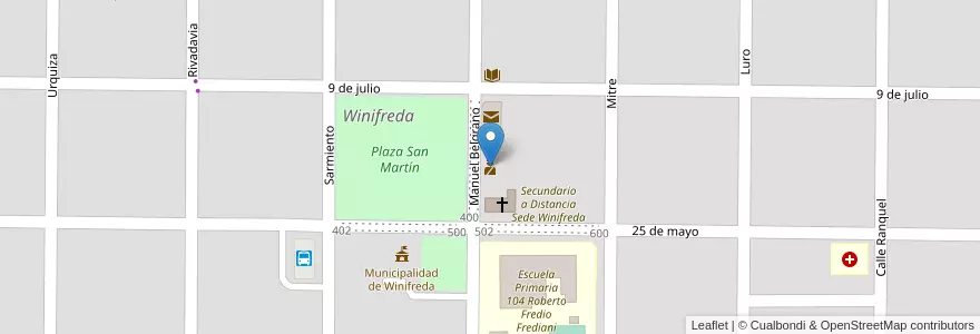 Mapa de ubicacion de Comisaría Departamental en Аргентина, Ла-Пампа, Departamento Conhelo, Municipio De Winifreda.