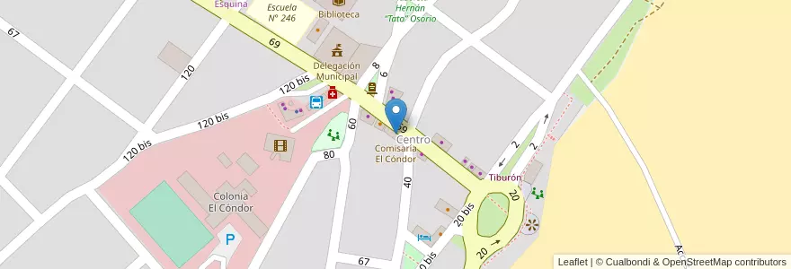 Mapa de ubicacion de Comisaría El Cóndor en الأرجنتين, ريو نيغرو, Departamento Adolfo Alsina, Viedma, El Condor.