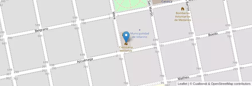 Mapa de ubicacion de Comisaria Medanos en Argentina, Buenos Aires, Partido De Villarino, Médanos.