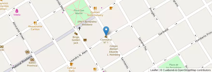 Mapa de ubicacion de Comisaria N° 1 en Arjantin, Buenos Aires, Partido De Quilmes, Quilmes.