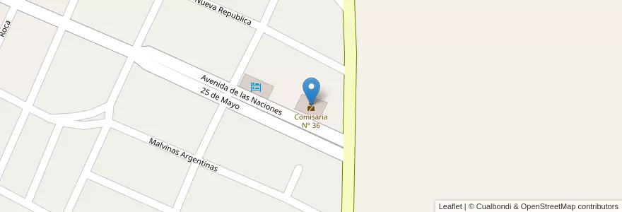 Mapa de ubicacion de Comisaria N° 36 en アルゼンチン, チリ, ネウケン州, Departamento Picunches, Bajada Del Agrio, Bajada Del Agrio.
