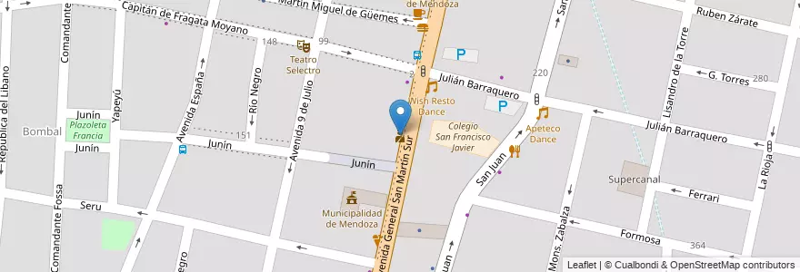 Mapa de ubicacion de Comisaría N°2 en Arjantin, Şili, Mendoza, Departamento Capital, Sección 2ª Barrio Cívico, Ciudad De Mendoza.