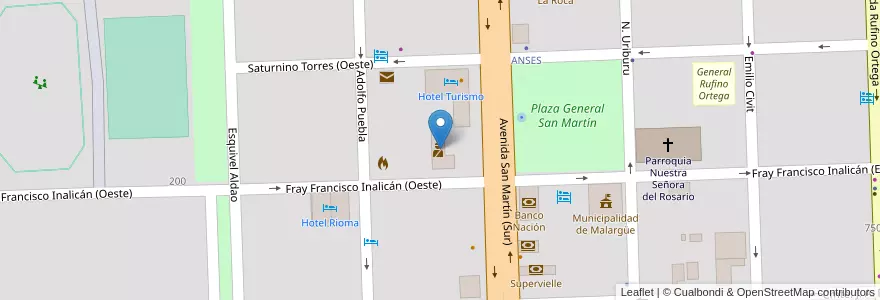 Mapa de ubicacion de Comisaria N°24 - Malargüe en Arjantin, Şili, Mendoza, Departamento Malargüe, Distrito Ciudad De Malargüe.