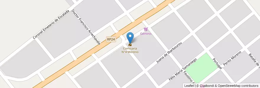 Mapa de ubicacion de Comisaría N°4 Moreno en الأرجنتين, بوينس آيرس, Partido De Moreno, Cuartel V.