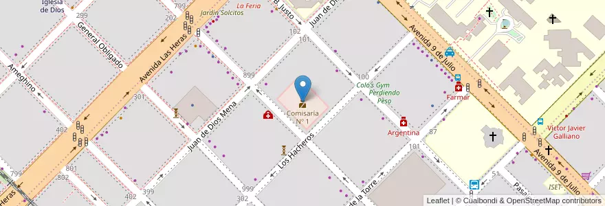 Mapa de ubicacion de Comisaría Nº 1 en Argentine, Chaco, Departamento San Fernando, Resistencia, Resistencia.