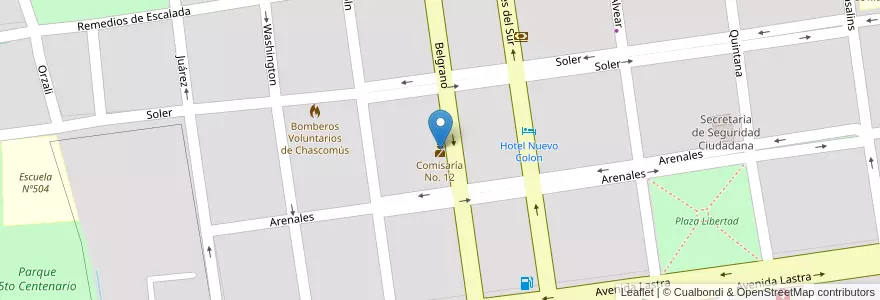 Mapa de ubicacion de Comisaría No. 12 en Arjantin, Buenos Aires, Partido De Chascomús, Chascomús.
